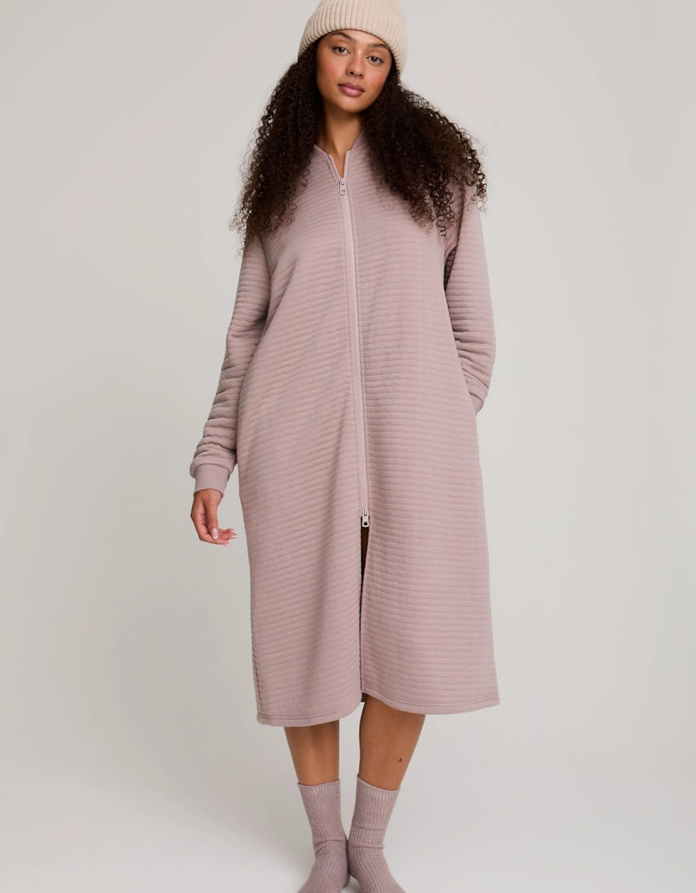 Quilted Jersey Housecoat in Mink