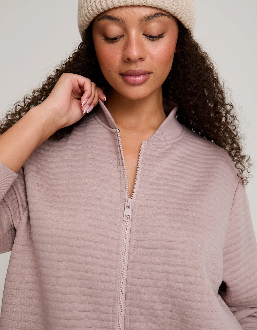 Quilted Jersey Housecoat in Mink