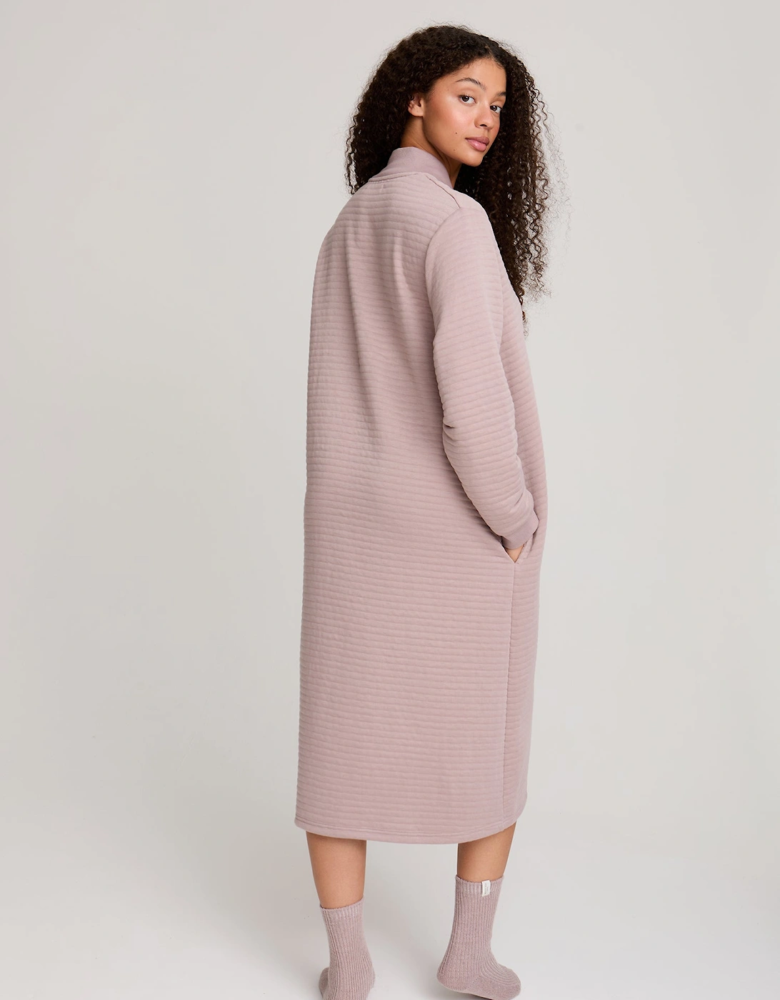 Quilted Jersey Housecoat in Mink