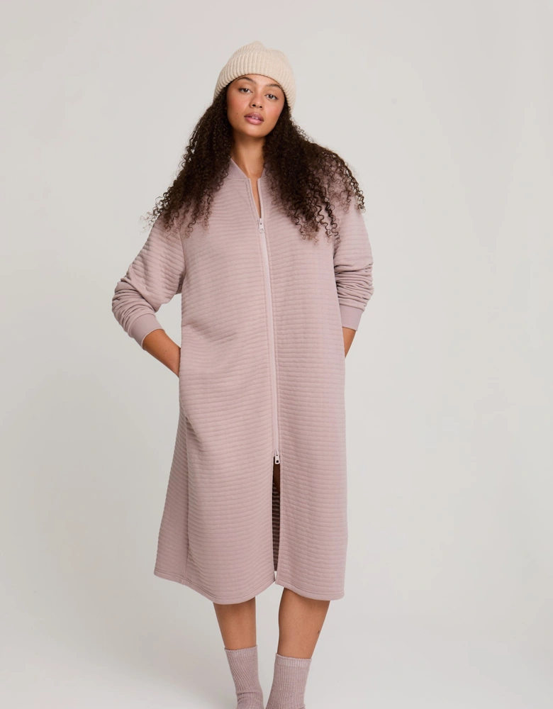 Quilted Jersey Housecoat in Mink