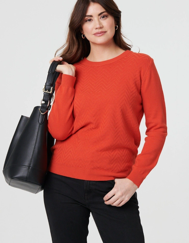Chevron Soft Knit Long Sleeve Jumper