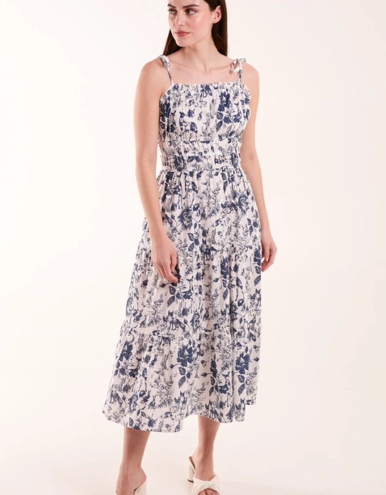 Chintz Print Elastic Smock Dress
