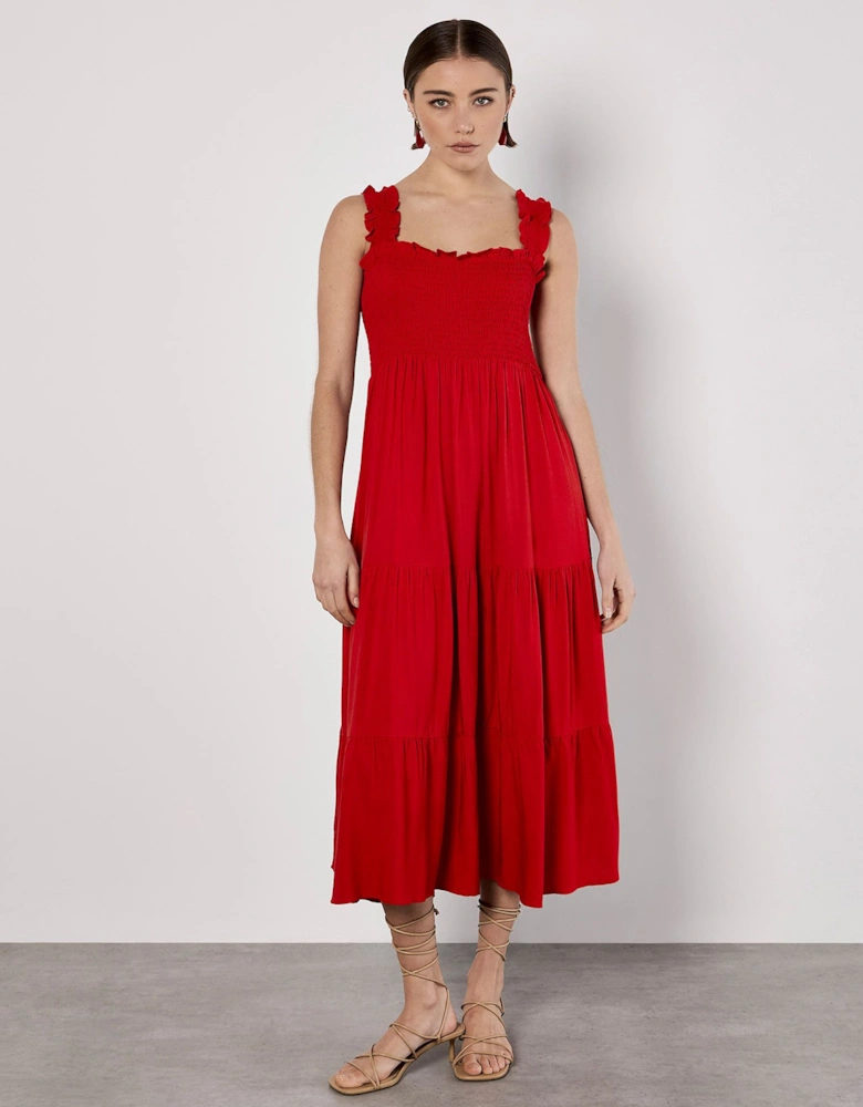 Smock Tiered Midi Dress