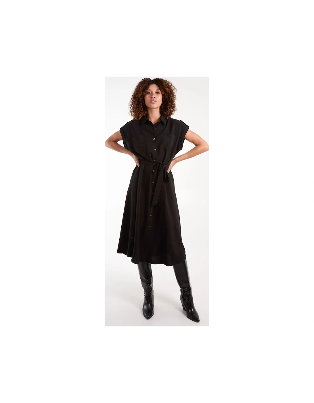 Button Front Midi Utility Shirt Dress, 2 of 1