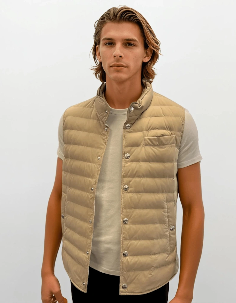 Button-Up Down Gilet Beige