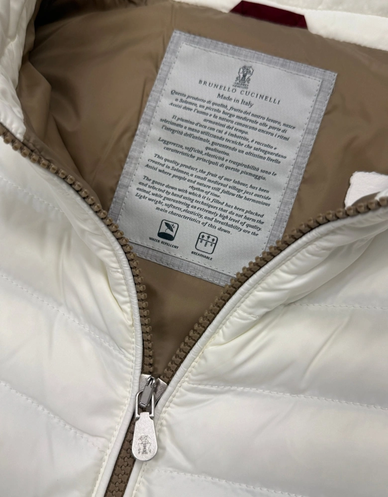 Zip-Up Down Gilet White