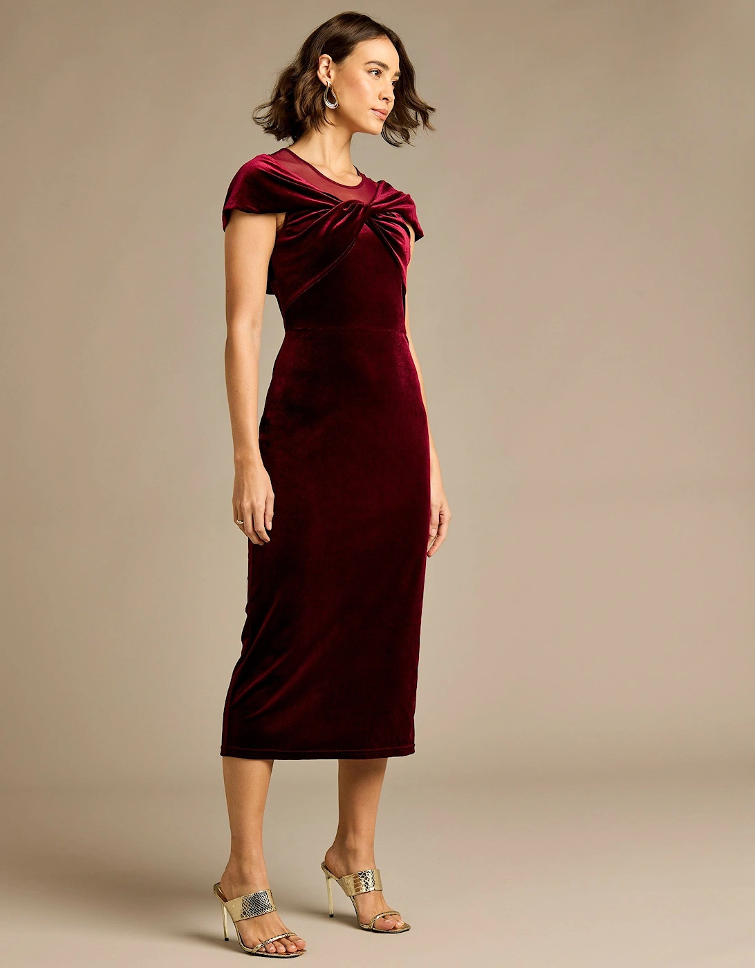 Loveday Burgundy Velvet Off Shoulder Dress, 2 of 1