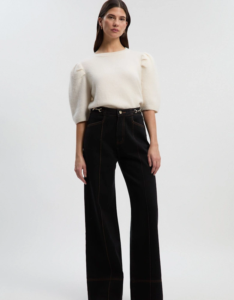 Denim Snaffle Wide Leg Trouser