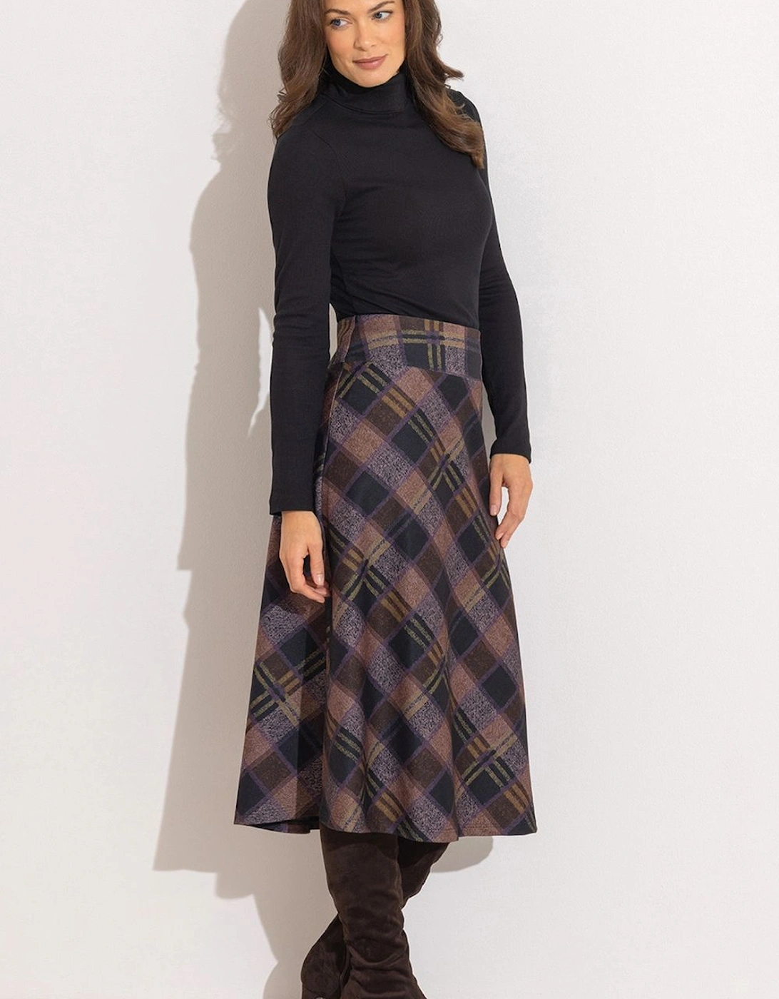 Bias Cut Checked A Line Midi Skirt, 2 of 1