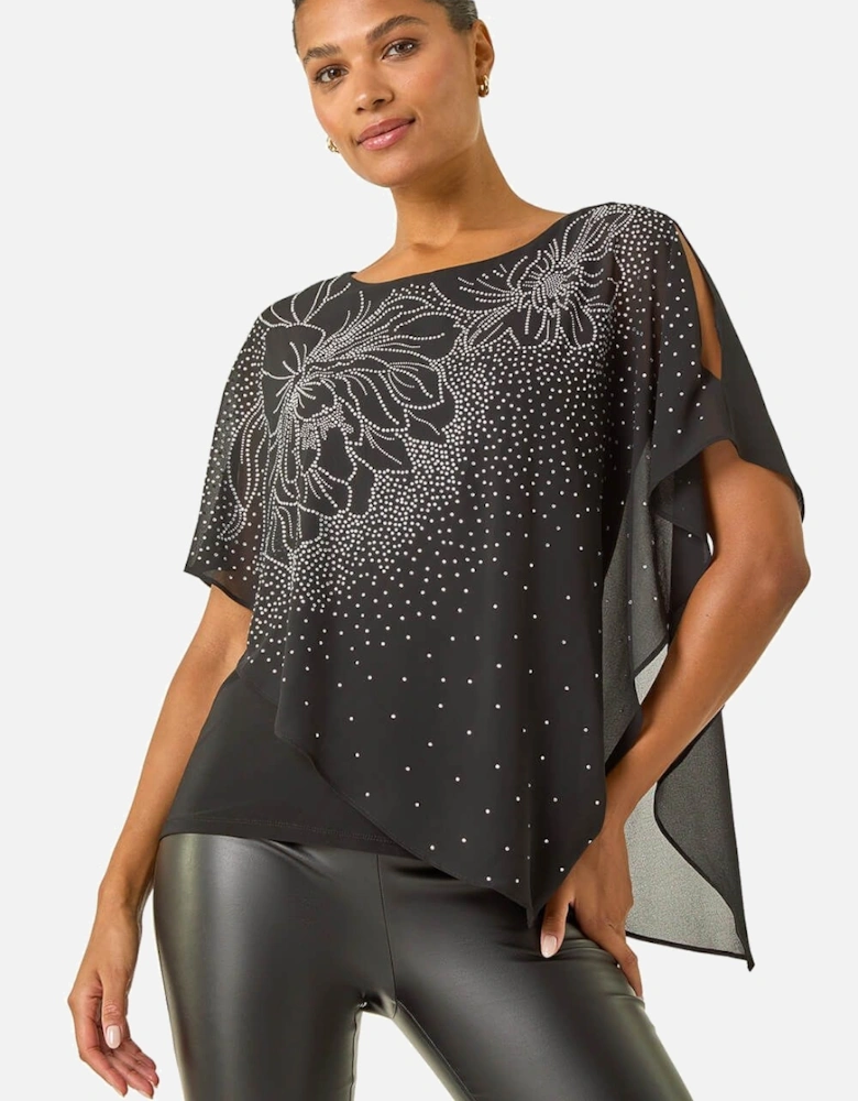 Asymmetric Embellished Overlay Top