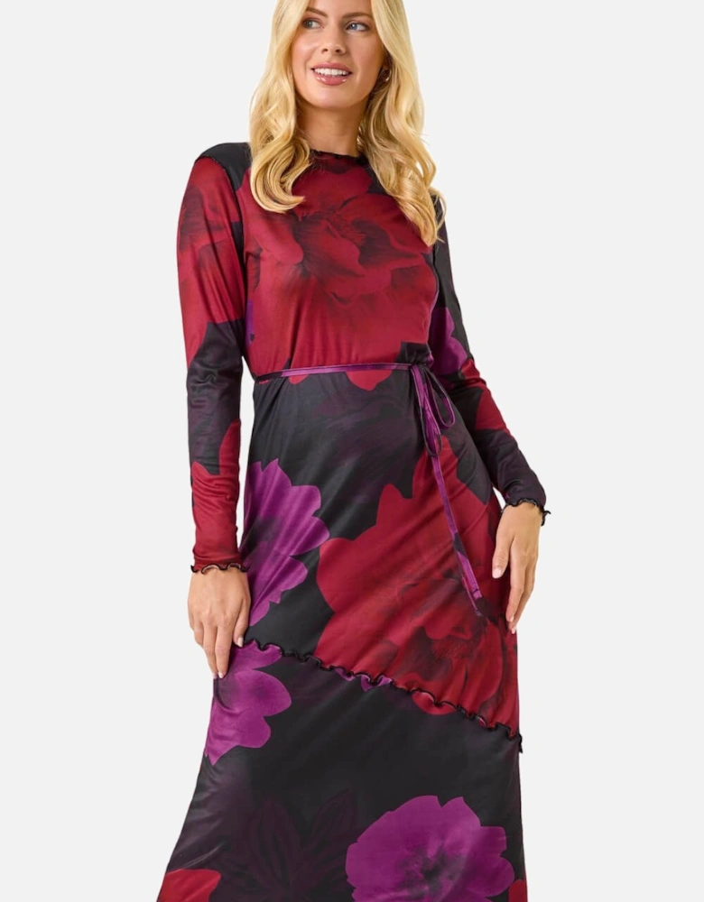Petite Floral Tie Waist Midi Dress