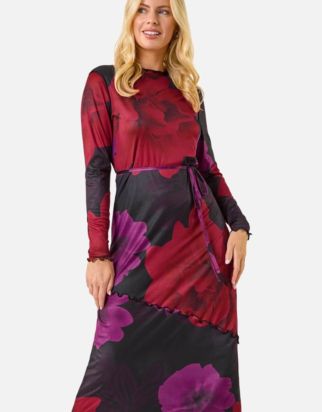 Petite Floral Tie Waist Midi Dress, 2 of 1