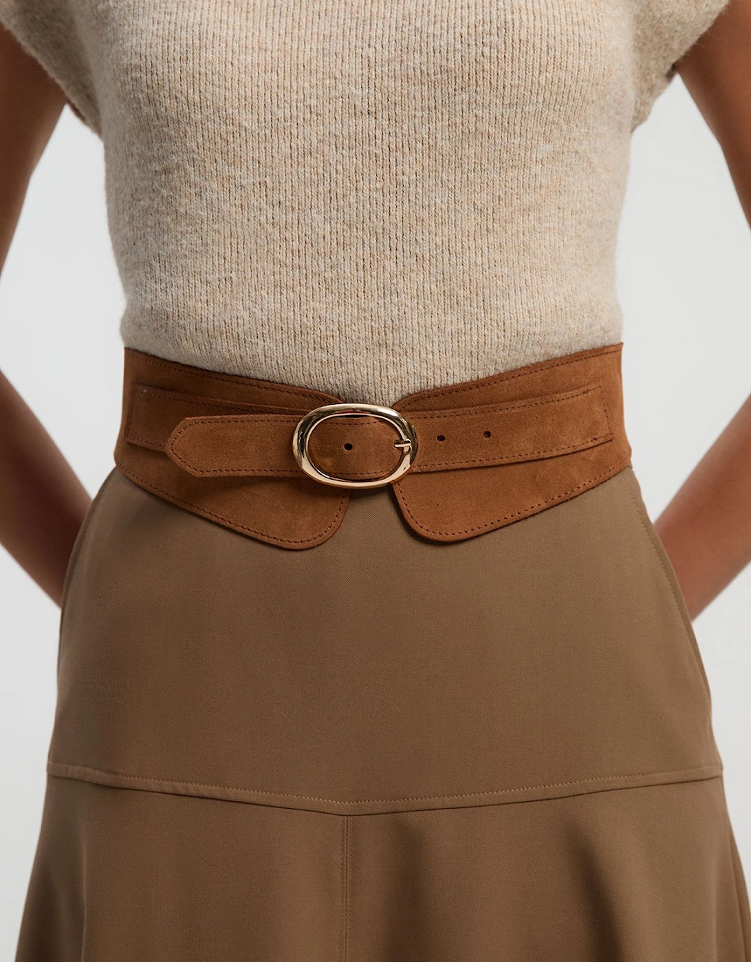 Wide Buckle Detail Suede Belt, 2 of 1