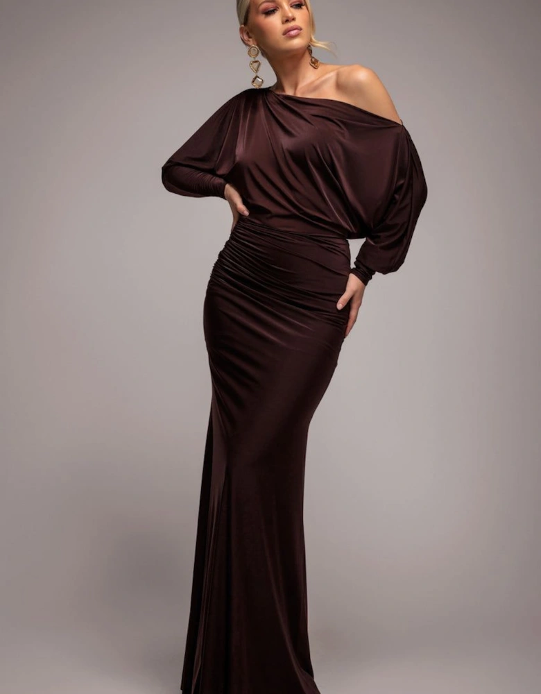 Bat Wing Elasticated Side Gather Maxi Dress