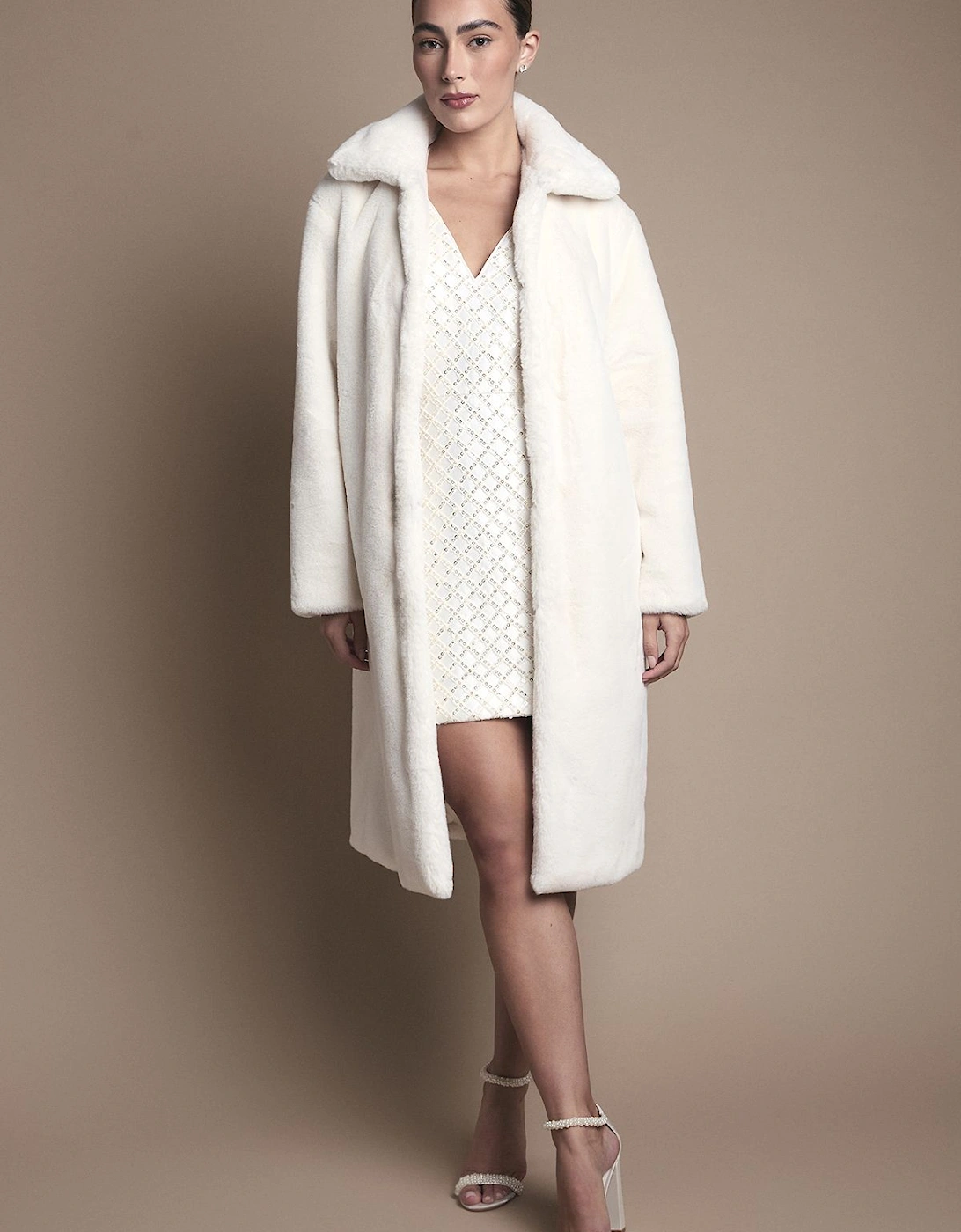 Faux Fur Longline Collared Coat, 2 of 1