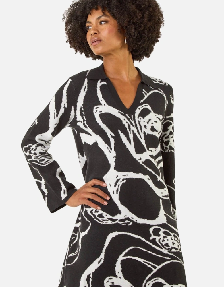 Floral Abstract Knit Dress