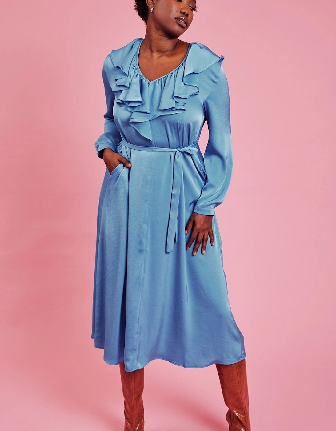 Blue Ruffle Maxi Shift Dress, 5 of 4