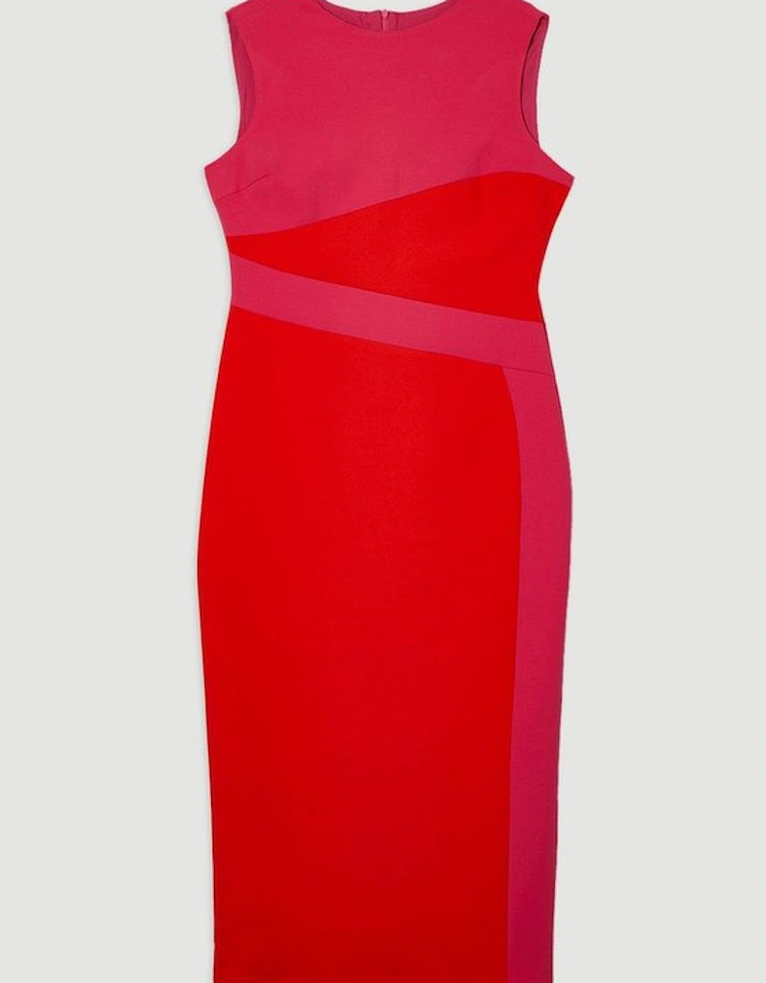 Compact Stretch Colourblock Tailored Pencil Dress
