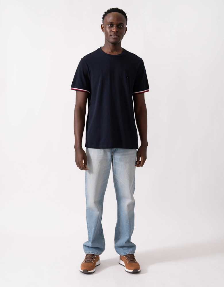 Global Strip Cuff Mens T-Shirt - Desert Sky