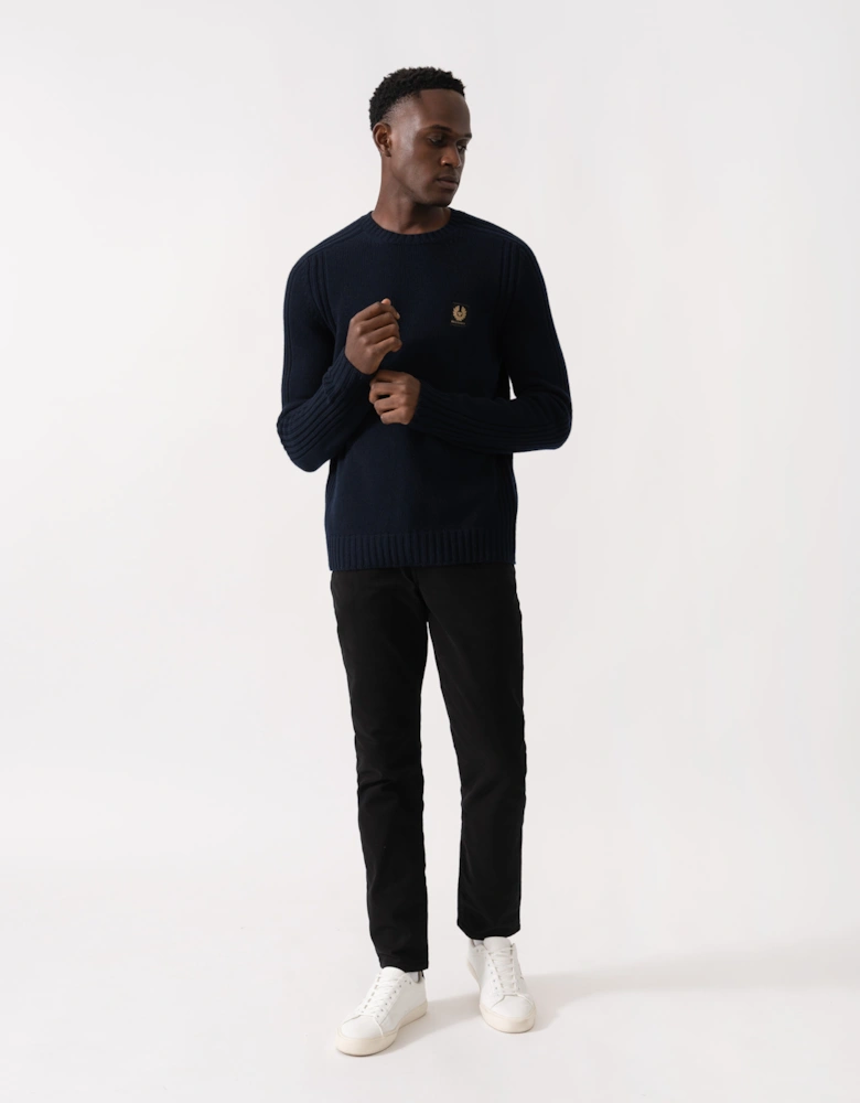 Watch Mens Crew Neck Jumper With Logo Patch - Dark Ink