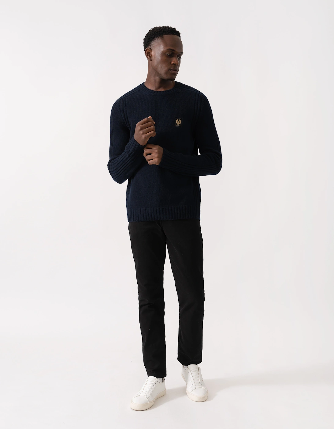 Watch Mens Crew Neck Jumper With Logo Patch - Dark Ink