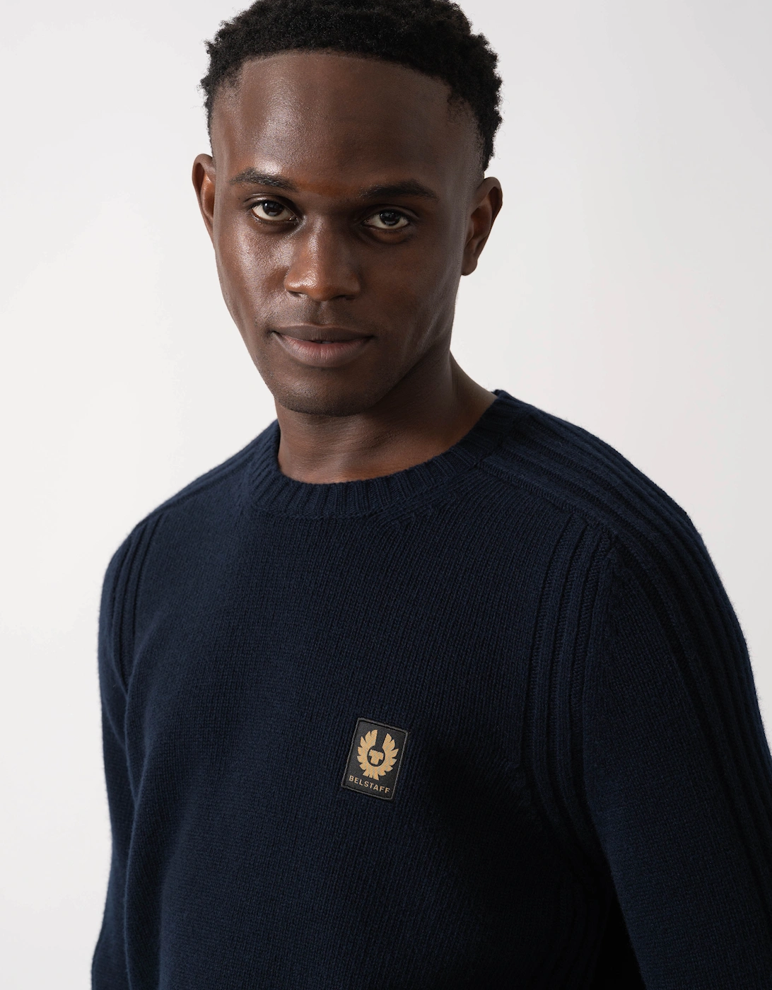Watch Mens Crew Neck Jumper With Logo Patch - Dark Ink