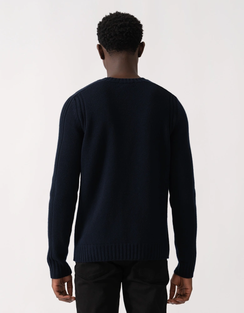 Watch Mens Crew Neck Jumper With Logo Patch - Dark Ink