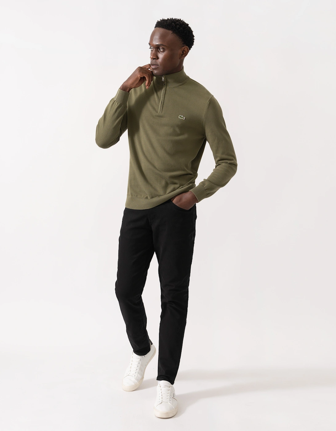 Half Zip Logo Mens Sweatshirt - Olive E9F