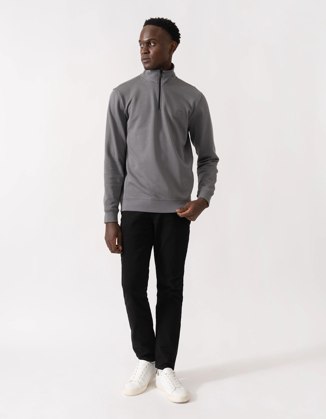 BOSS Orange Zetrust Mens 1/4 Zip Sweatshirt - Open Grey 062