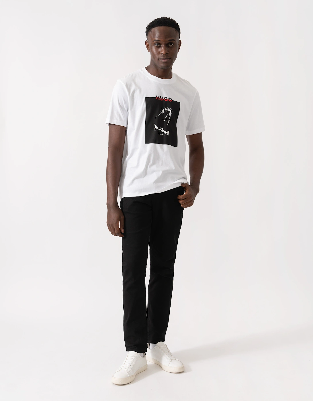 HUGO Dobero Mens Graphic Print T-Shirt - White 100