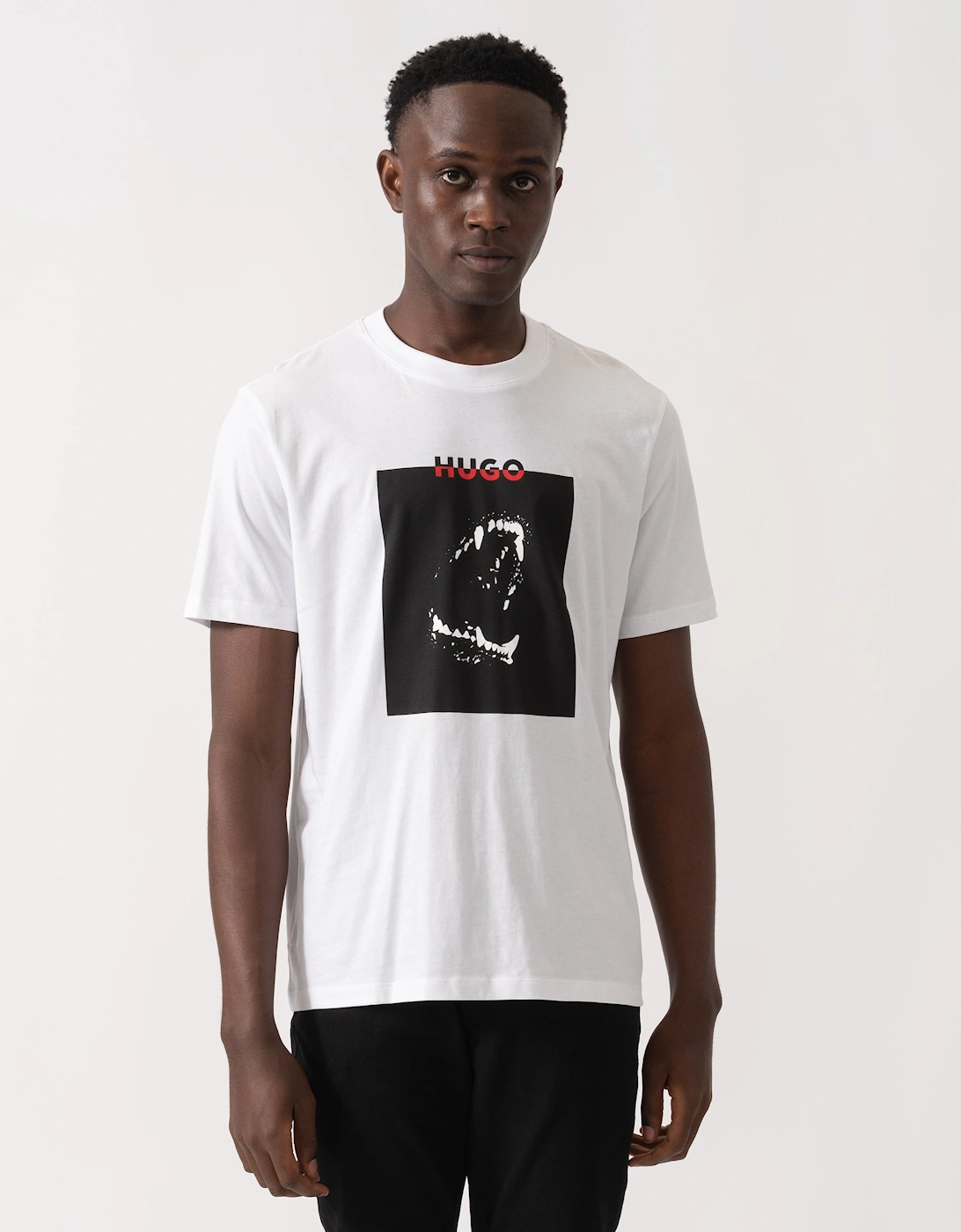 HUGO Dobero Mens Graphic Print T-Shirt - White 100, 5 of 4