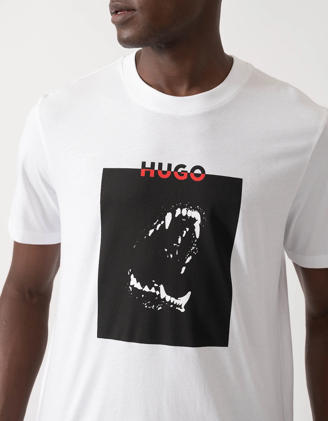 HUGO Dobero Mens Graphic Print T-Shirt - White 100