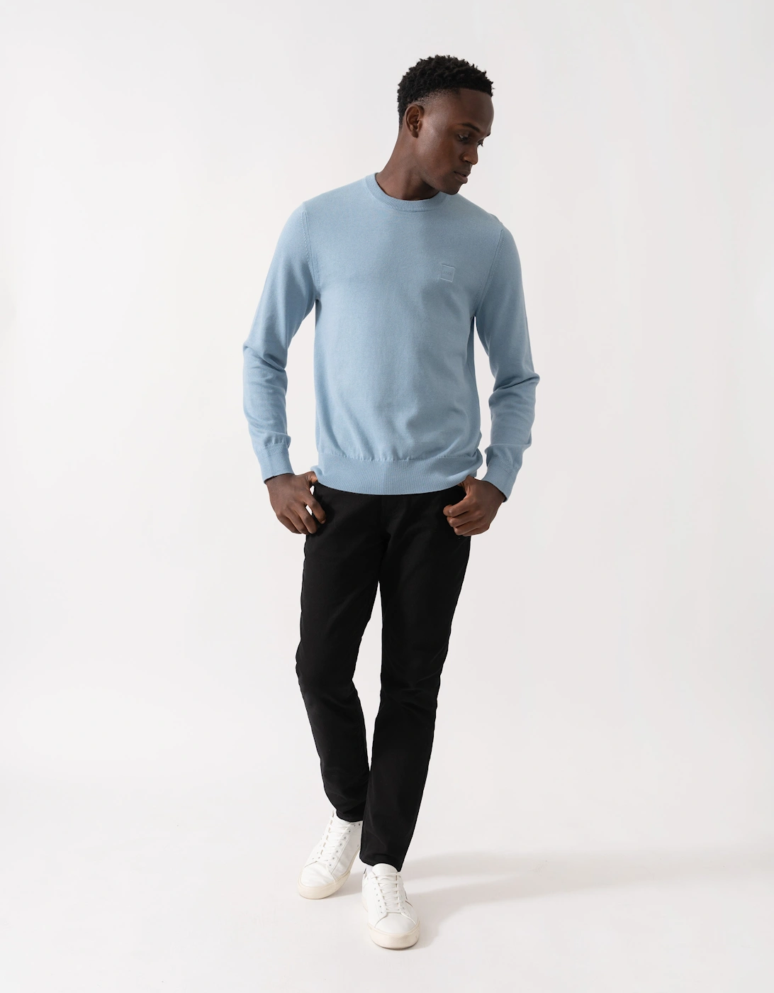 BOSS Orange Kanovano Mens Crew Neck Jumper - Light/Pastel Blue 451
