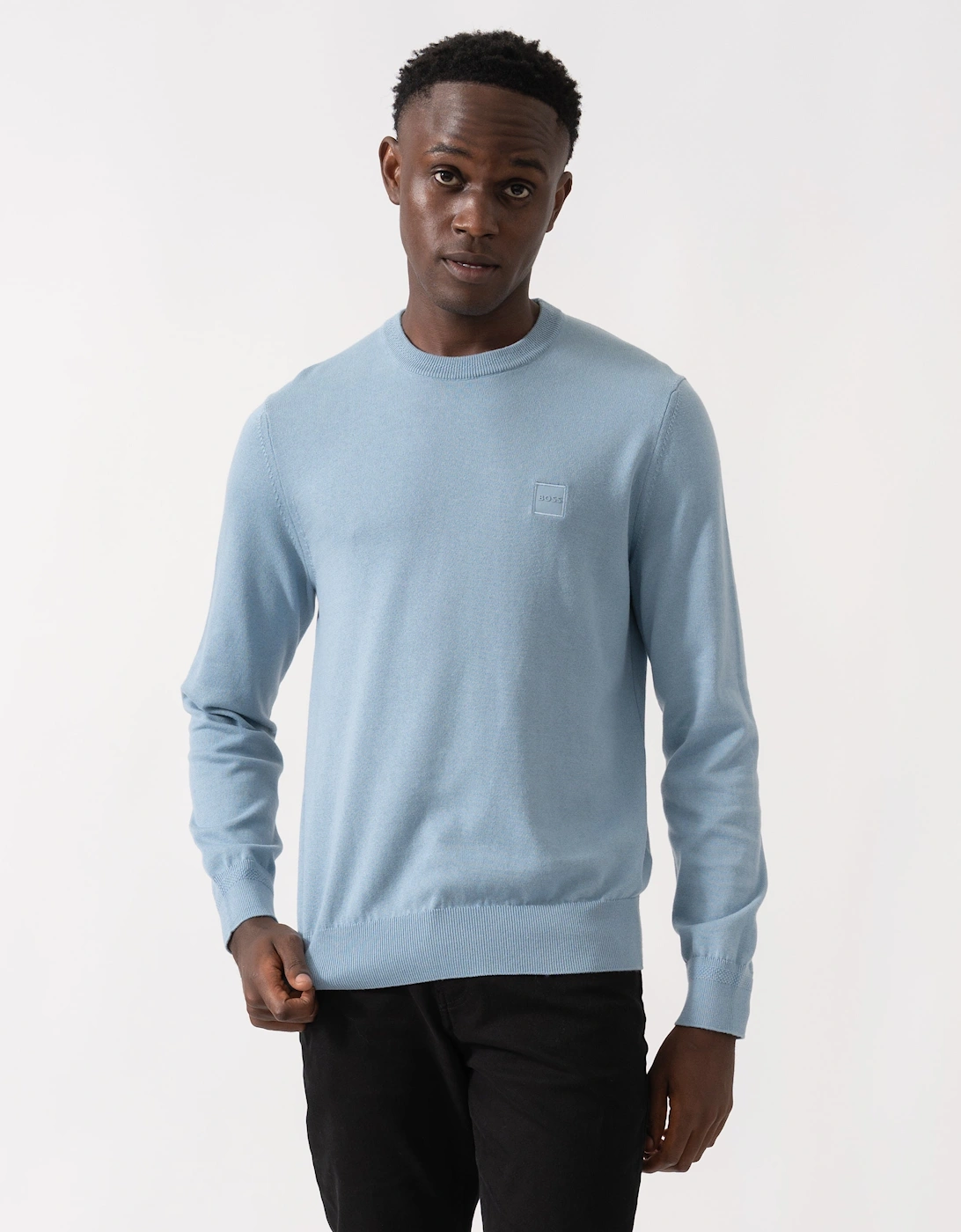 BOSS Orange Kanovano Mens Crew Neck Jumper - Light/Pastel Blue 451, 5 of 4