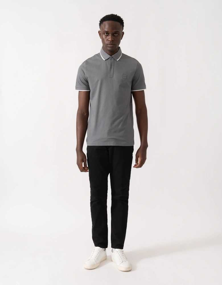BOSS Orange Passertip Mens Short Sleeve Polo Shirt With Tipped Collar - Open Grey 062