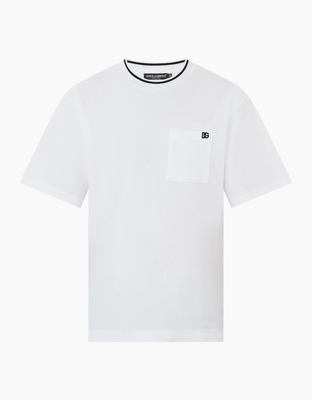 Dolce & Gabbana Men's White Piqué Patch Pocket T-Shirt In - Size: 38