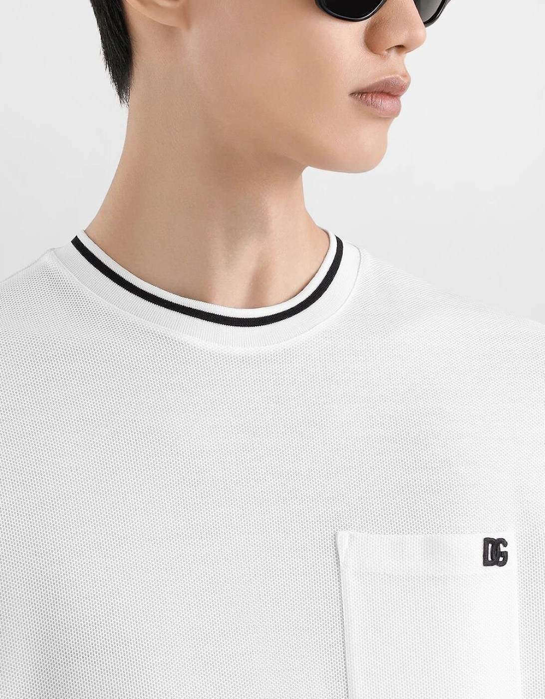 Piqué Patch Pocket T-Shirt in White