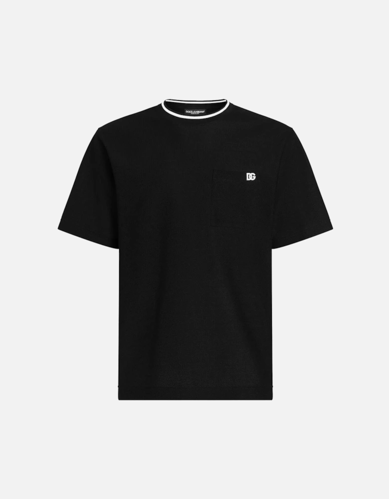 Piqué Patch Pocket T-Shirt in Black