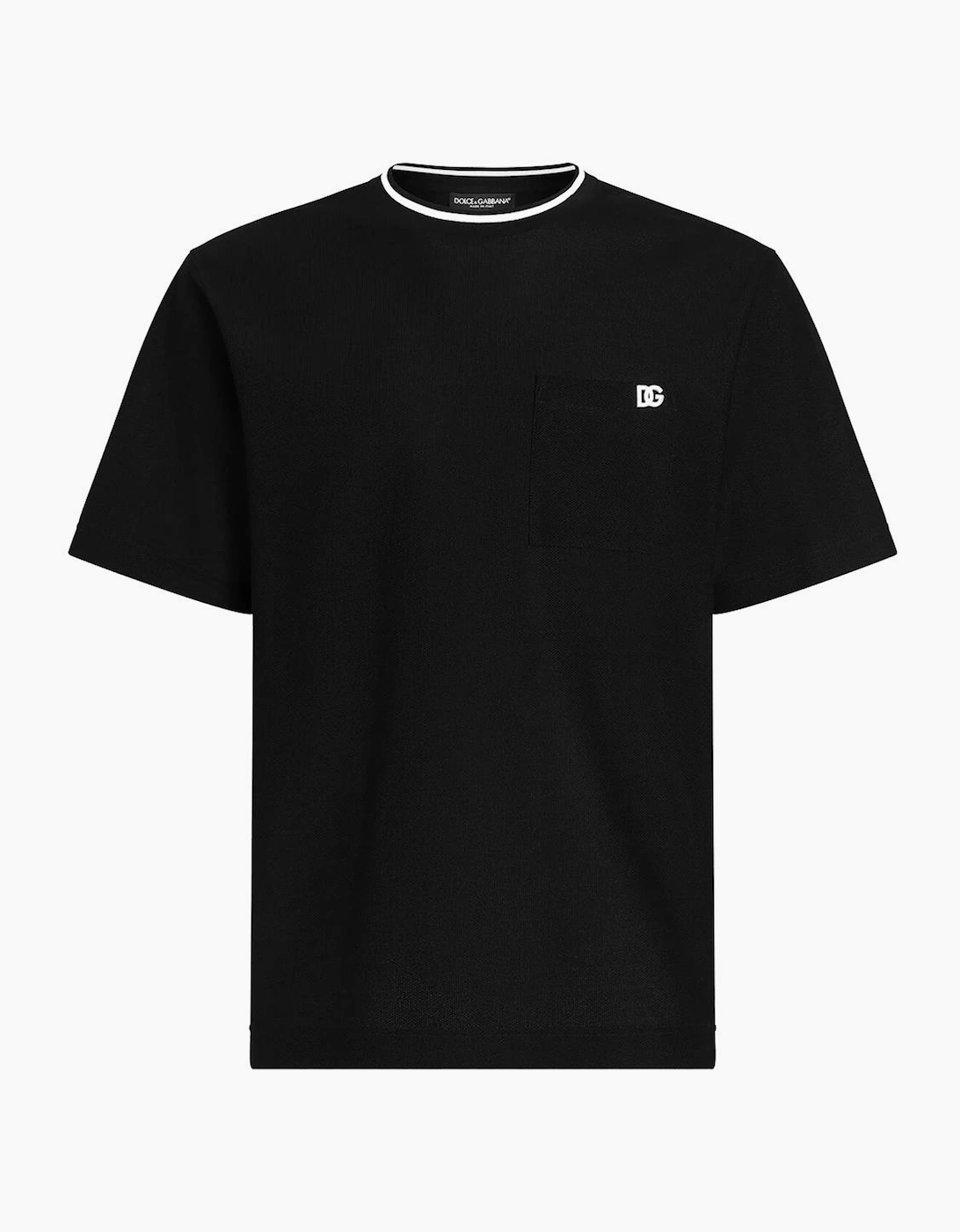Dolce & Gabbana Men's Black Piqué Patch Pocket T-Shirt In  36 S Size 46