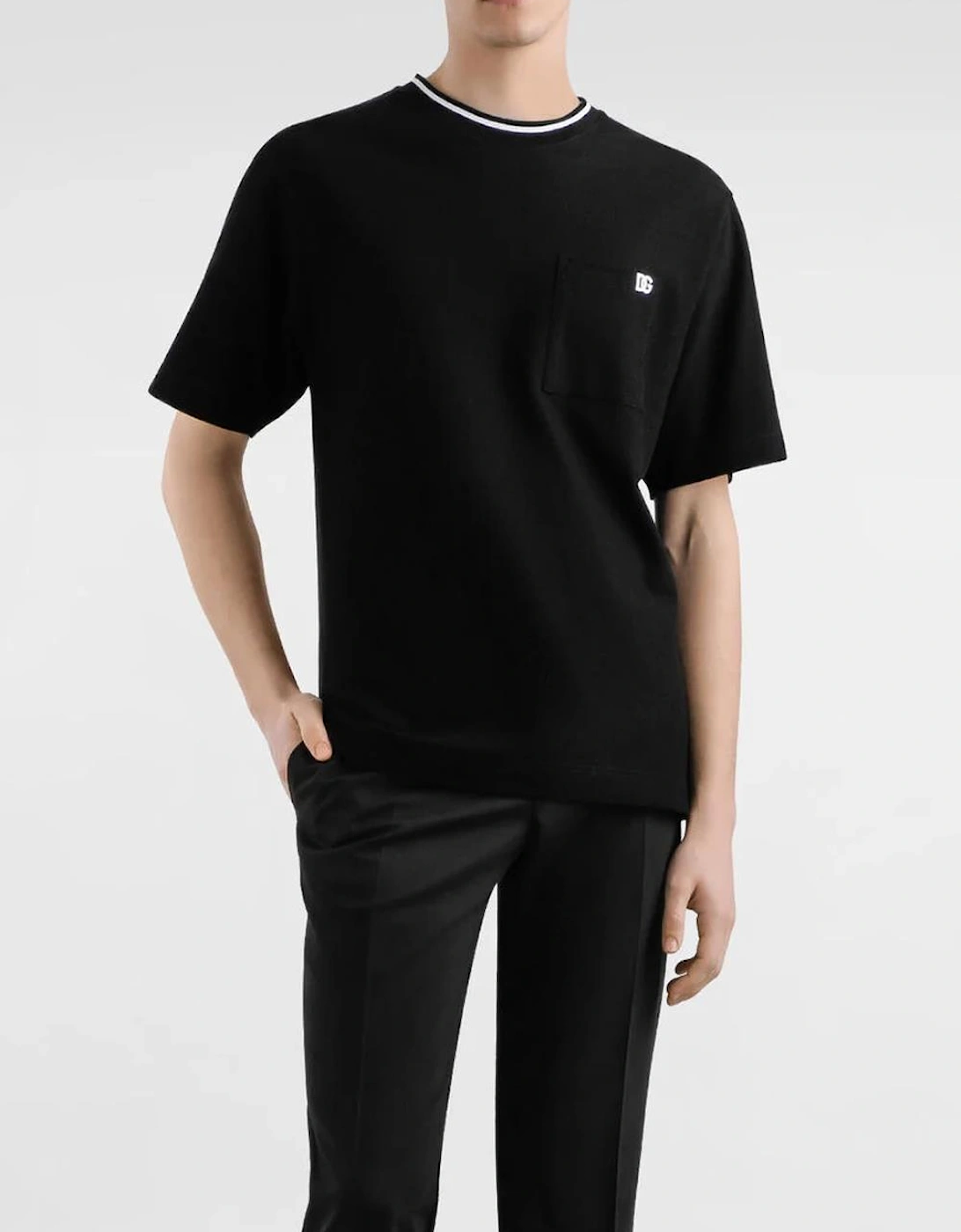 Piqué Patch Pocket T-Shirt in Black