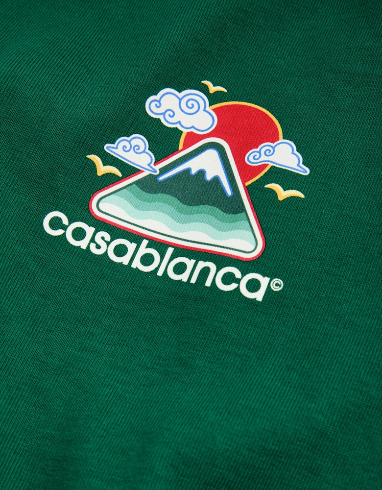 Montagne Ondulée Screen Printed T-Shirt in Green