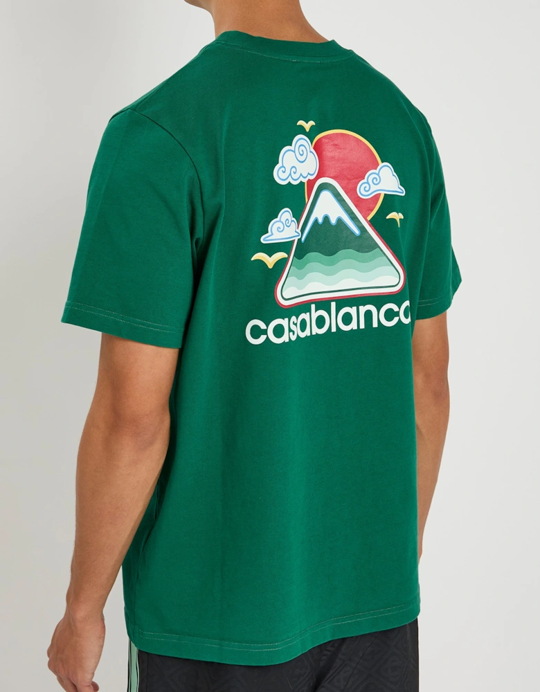 Montagne Ondulée Screen Printed T-Shirt in Green