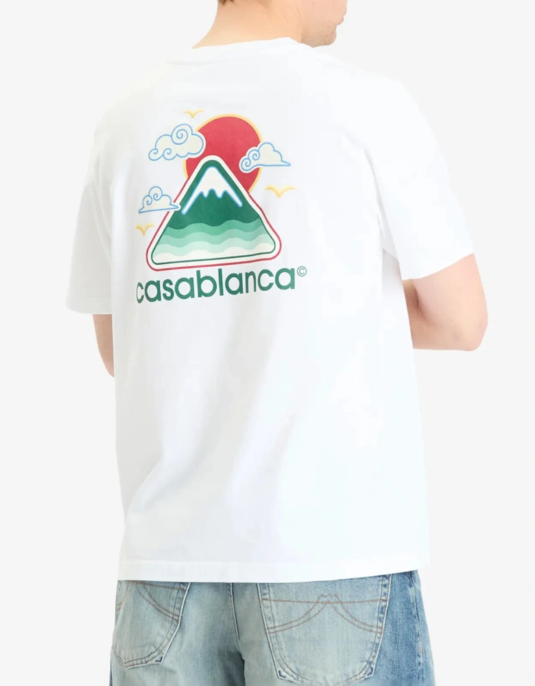 Montagne Ondulée Screen Printed T-Shirt in White
