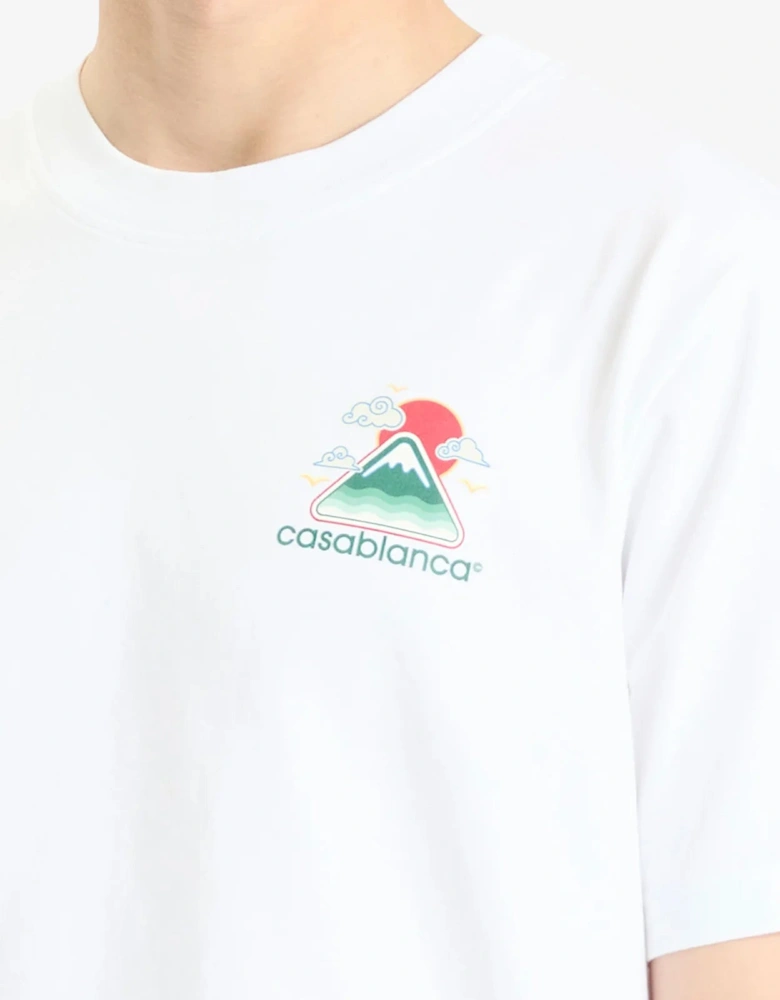 Montagne Ondulée Screen Printed T-Shirt in White