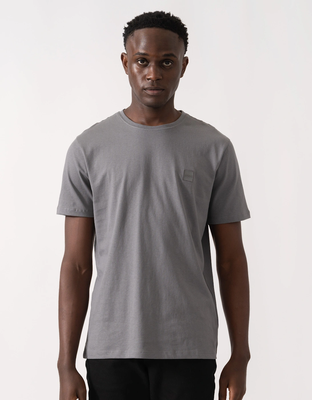BOSS Orange Tales Mens Cotton-Jersey T-shirt With Logo Patch - Open Grey 062, 5 of 4