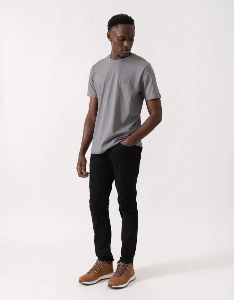 BOSS Orange Tales Mens Cotton-Jersey T-shirt With Logo Patch - Open Grey 062