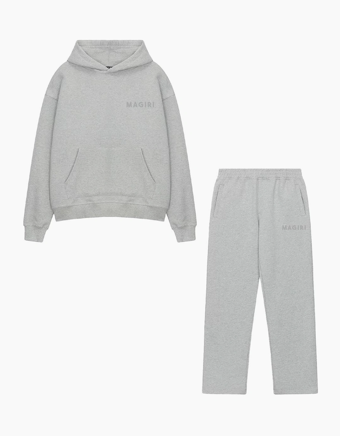 Magiri Men's Magiri Core Puff Printed Logo Hoodie & Joggers Tracksuit in Grey