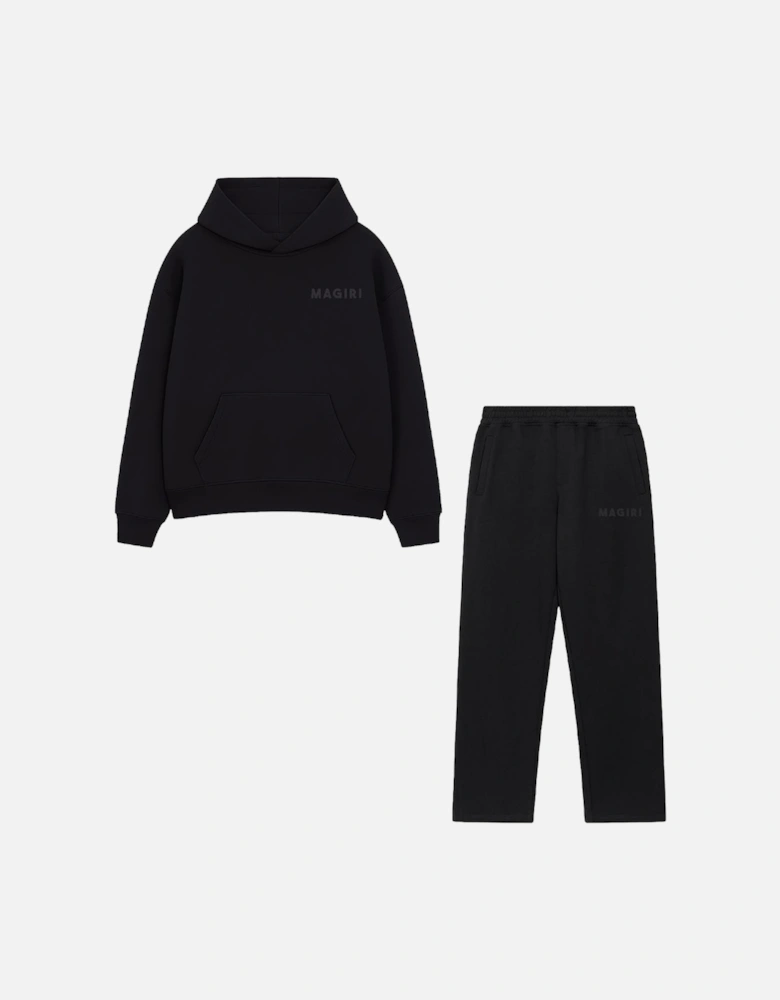 Core Puff Printed Hoodie & Joggers Tracksuit in Black