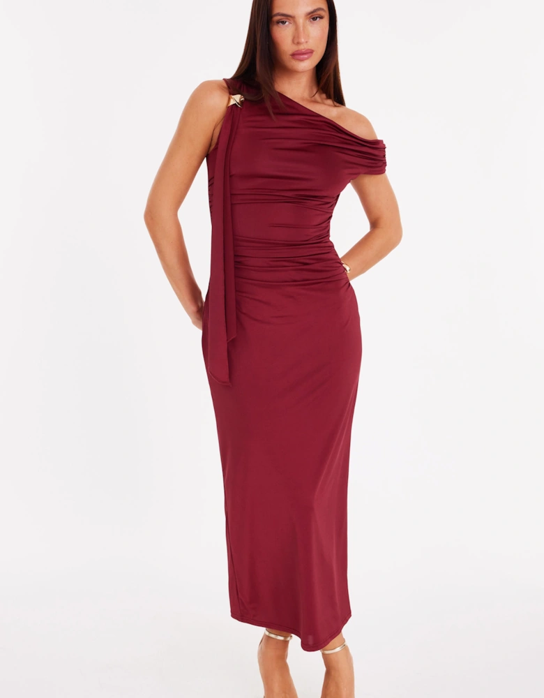 Red Sash Detail Midaxi Dress