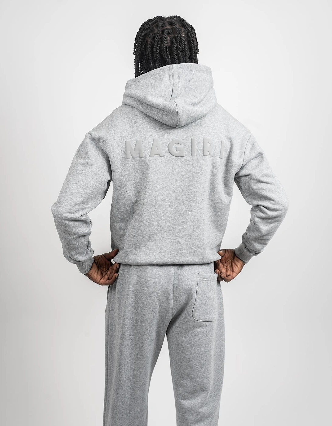 Core Puff Printed Logo Hoodie & Joggers Tracksuit in Grey